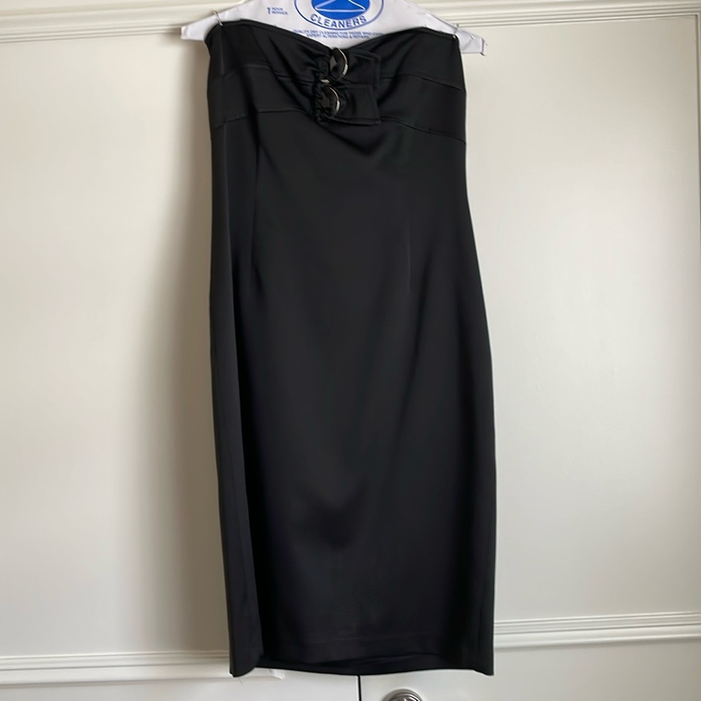LAUNDRY by Shelli Segal black satin strapless dress, size 10